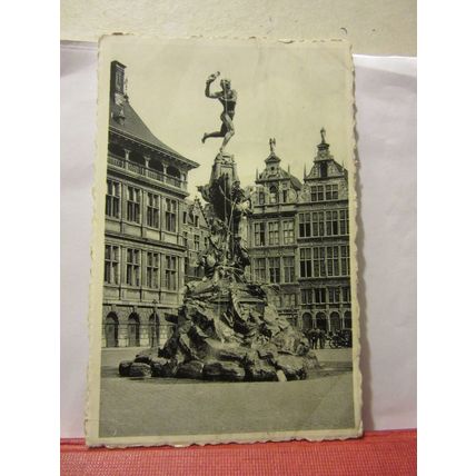 BRABO FOUNTAIN, ANTWERPEN , BELGIUM . used postcard . Antwerp 1957 uk pm/