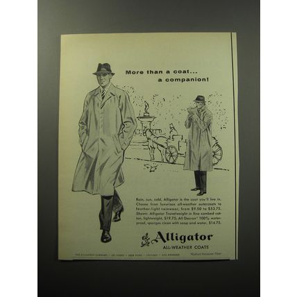 1957 Alligator All-Weather Coats Ad - More than a coat.. a companion