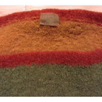 Handmade Wool Bucket Handbag Double Straps Outside Pocket Orange Yellow Green