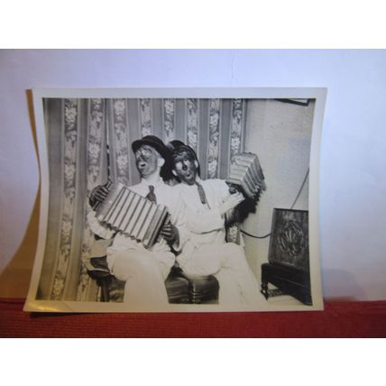 1930s 'black & white minstrels' with squeeze boxes small photograph #