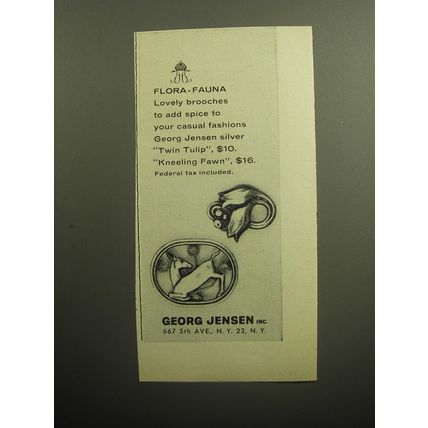 1958 Georg Jensen Jewelry Ad - Flora-Fauna