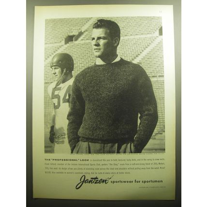 1958 Jantzen Sportswear Advertisement - Frank Gifford - The professional look