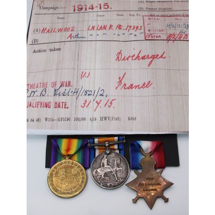 WW1 1915 Trio 10th Loyal North Lancashire Regiment from Bolton Wounded