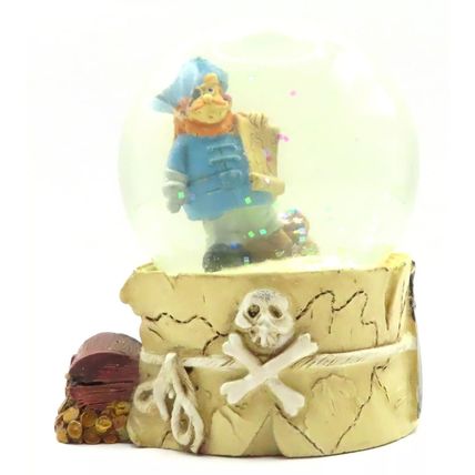 Pirate Snow Globe with Blue Coat and Treasure Map 8.5 CM Shabby Chic Gift