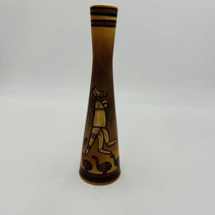 Studio Anna Australia Art Pottery Hand Painted Bud Vase Signed 8.5” Kangaroo
