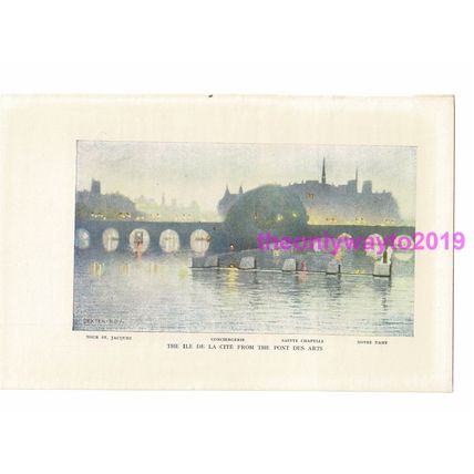 Ile de la Cite fm Pont des Artes,Paris, France, Book Illustration, c1918