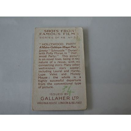 1935 Gallaher Shots From Famous Films Card # 34 of 48 Hollywood Party Poor (1)