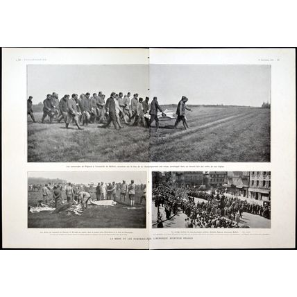 DEATH AND FUNERAL OF THE HEROIC AVIATOR PEGOUD 1915 WORLD WAR I PRINT