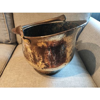 Vintage/Antique, Large, Brass & Bronze, Helmet Shaped, Coal Scuttle/Bucket