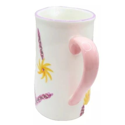 Purple & Yellow Floral Jug 14 CM Fine China Tableware Gift Home Decor Ceramic