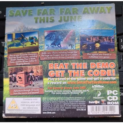 Shrek The Third Game Demo PC ROM Promo Dreamworks Game Demo Mega Rare DVD