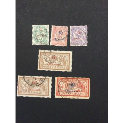 French Morocco used stamps 1911-17 sg37, 39, 35 Mersin FU