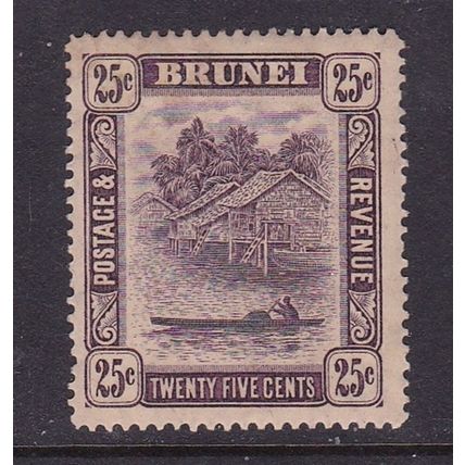 BRUNEI 1908 25c MINT HINGED SG43 HEAVY HINGE