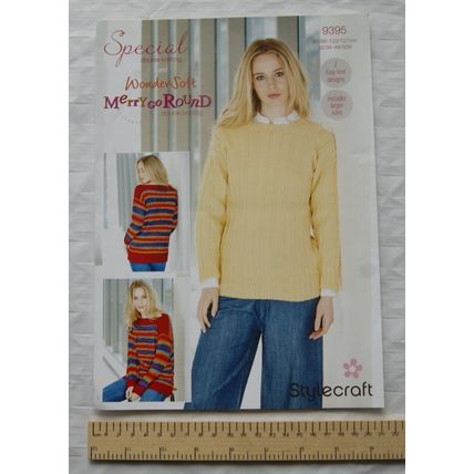 Vintage: Stylecraft 9395 sweaters, DK, 32-50 inch, 81-127 cm