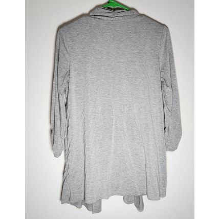 AB Studio Women's MEDIUM Draped Open-Front Cardigan Attached Shirt White Gray