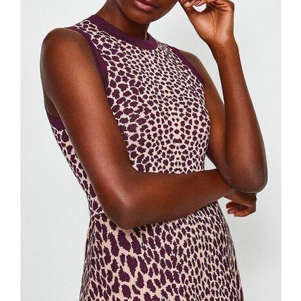 KAREN MILLEN Sleeveless Leopard Flippy Knit Dress BNWT