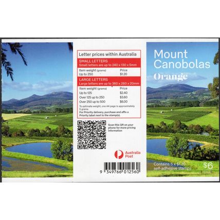 AUSTRALIA: 2023 MOUNT CANOBOLAS, ORANGE, N.S.W, MNH SELF-ADHESIVE BOOKLET.