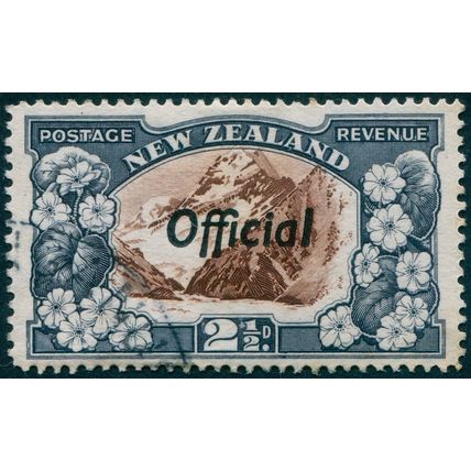 New Zealand 1938 2½d chocolate & slate Perf 14 Official SGO124a used