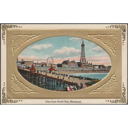 View from North Pier, Blackpool, Lancashire, 1910 - Corona Publishing Postcard
