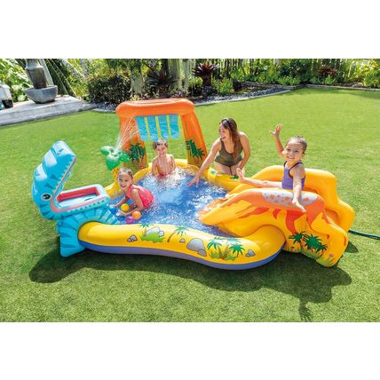 Intex Inflatable Dinosaur Play Center Outdoor Playhouse Inflatable Water Park wi