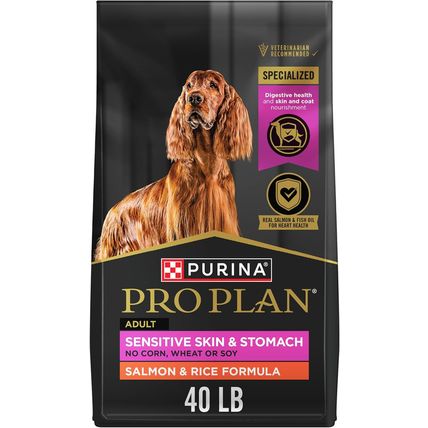 Purina Pro Plan Sensitive Skin and Stomach Dog Food Dry, Adult Salmon & Rice For