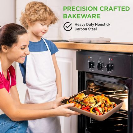Nutrichef 6-Piece Nonstick Bakeware Set, Carbon Steel Baking Pans, Includes Cook