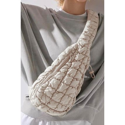 White Marshmallow Quilted Drawstring Decor Sling Bag