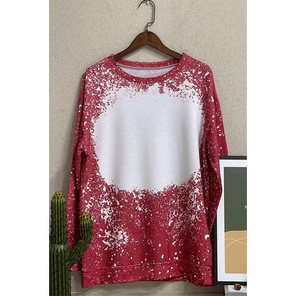Red Tie-dyed Crew Neck Pullover Sweatshirt