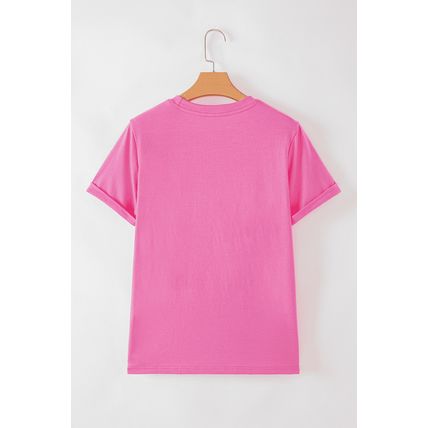 Sachet Pink Checkered Heart Pattern mama Bow Graphic Tee