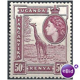 KUT 1954 SG173 50c Reddish-Purple Mounted Mint.