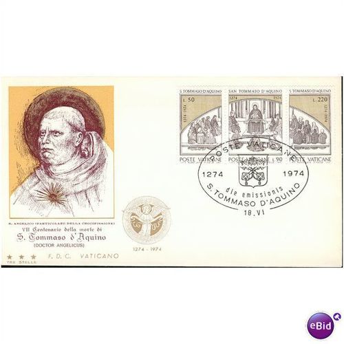 Vatican FDC 1974 - SG 616-618 - V11 Cent della morte di S. Tommaso D'Aquino