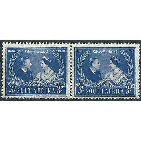South Africa 1948 SG125 3d Blue & Silver Silver Wedding Mounted Mint PAIR .. ..