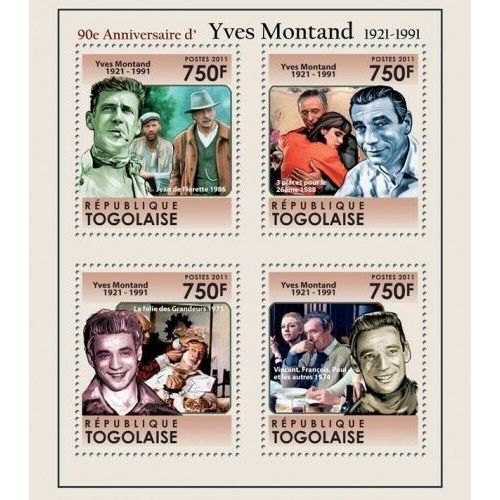 TOGO 2011 SHEET MNH YVES MONTAND CINEMA ACTORS CINE ACTORES 6