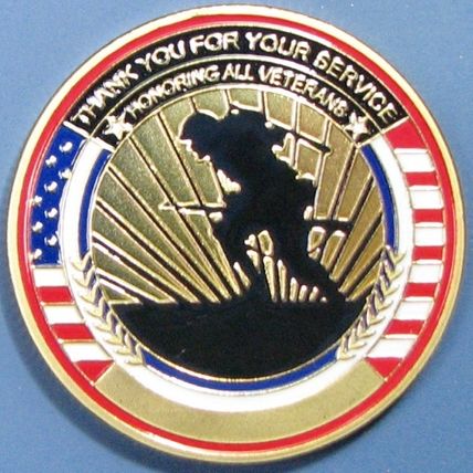 Military Veteran. Challenge Coin. 1.5". 91b.