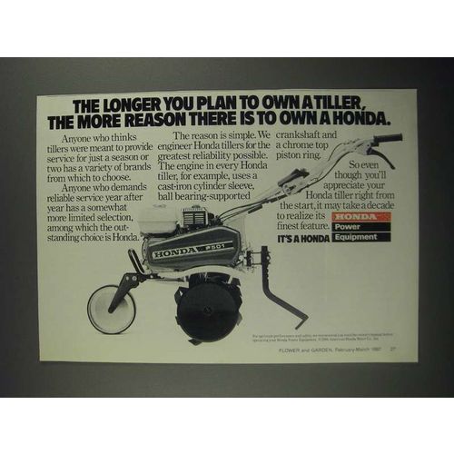1987 Honda F501 Tiller Ad - The Longer You Plan to Own