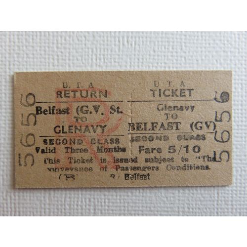 Ulster Transport Authority Glenavy-Belfast(GV.St) 2nd Rtn Ticket #53