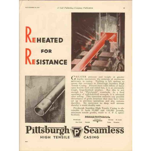 PITTSBURGH STEEL PRODUCTS COMPANY 1930 reheated resistance vintage ad