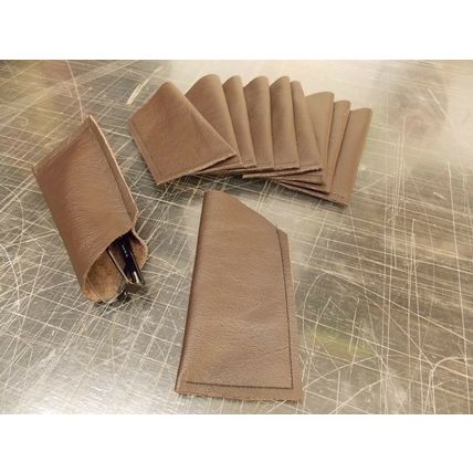 Real Brown Leather Glasses Case Sleeve Pouch for Reading Glasses free P&P