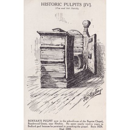 Historic Pulpits Bunyans Hitchin Herts Old Postcard