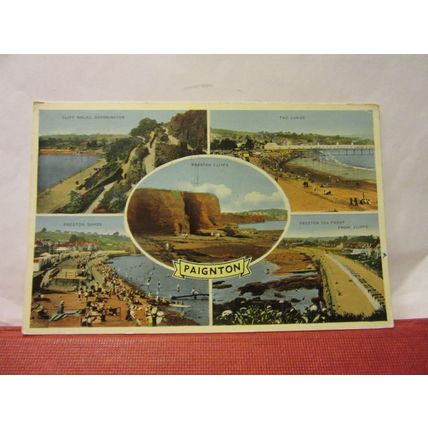 multiview, PAIGNTON, DEVON, used vintage postcard by Dennis 1961 pm /
