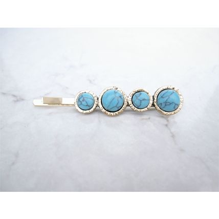 Gold metal and turquoise stone retro bohemian hair stick bobby pin