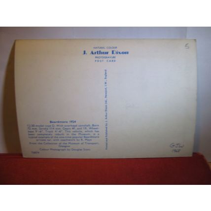 1924 BEARDMORE, veteran car at Museum of transport, Glasgow unused postcard =
