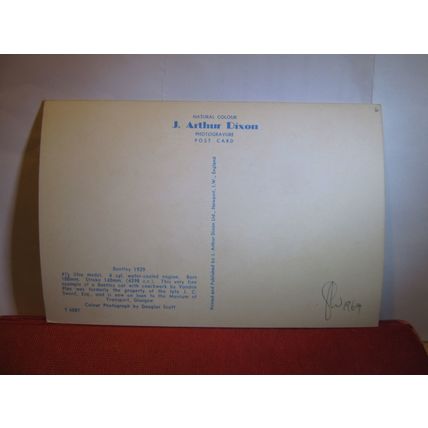 1929 BENTLEY VANDEN PLAS veteran car unused postcard dated 1969 #