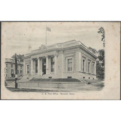 UNITED STATES POSTCARD US POST OFFICE NORWICH CONNETICUT C1908 -PC356