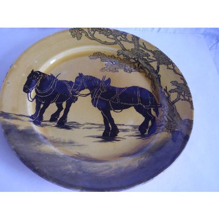 Antique Royal Doulton Plough Horses Plate Holbein Glaze 1906 Design D2552
