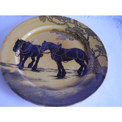 Royal Doulton Plough Horses Plate Holbein Glaze 1906 Design D2552