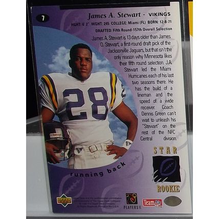 1995 Upper Deck JAMES STEWART (Vikings) Star Rookie Card #7