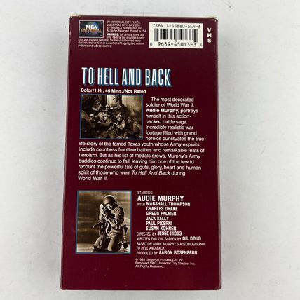 To Hell And Back VHS Video Tape Audie Murphy, Marshall Thompson WWII Classic