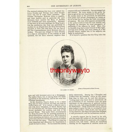 Queen Sophia Of Sweden, Book Illustration (Print), 1890