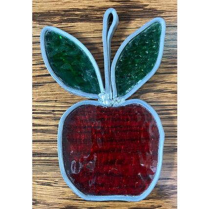 Vintage Stained Glass Apple Sun Catcher Leaded #200